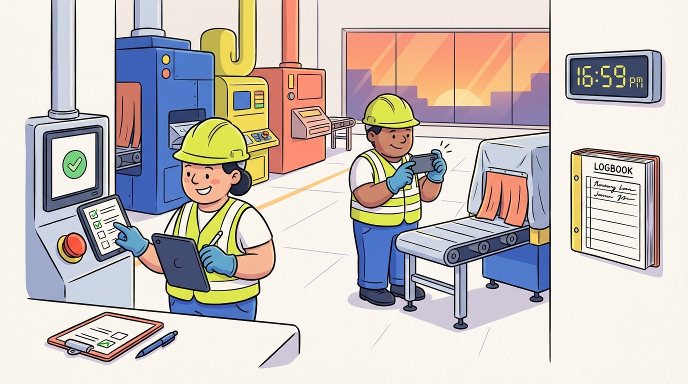 End of Shift Shutdown Checklist — Manufacturing